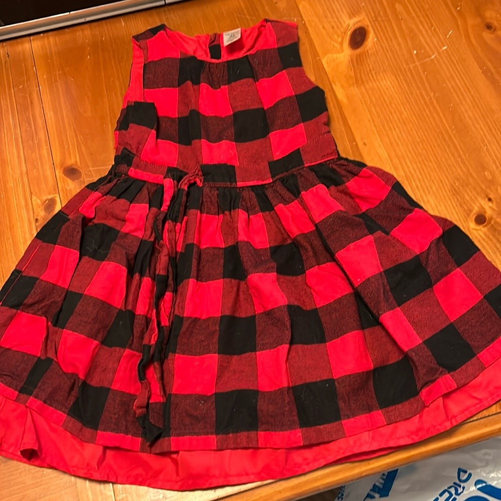 Red and black buffalo print jumper/dress